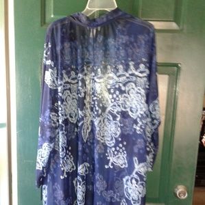 LONG BLUE FLORAL COVER UP